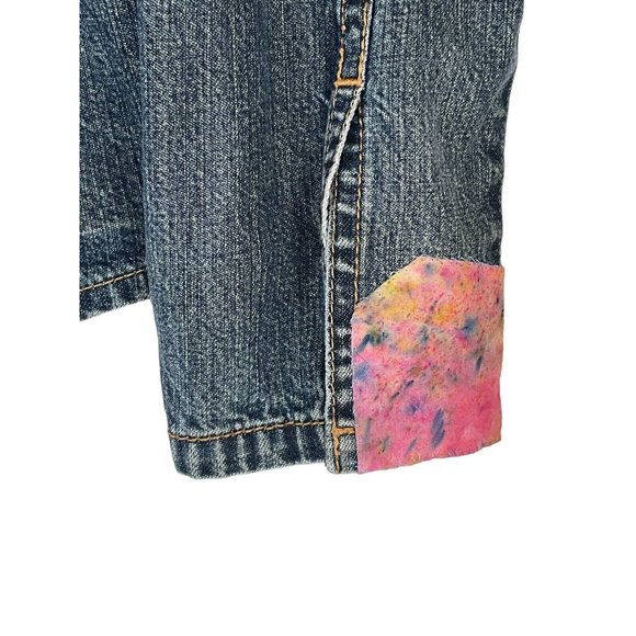 Wrangler Blues Jean Jacket Size Small Ruffles Fitted Denim Split Cuffs Pockets - Picture 10 of 10